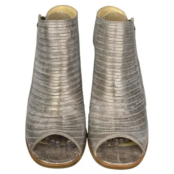 Paul Green Women’s Cayenne Smoke Metallic Peep Toe Sandal Bootie Size 7.5 US 10 - Picture 7 of 11